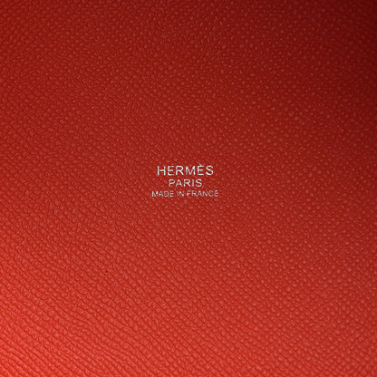 Hermes Epsom Tressage De Cuir Picotin Lock 18 PM Capucine Celeste Rouge H 8 of 10