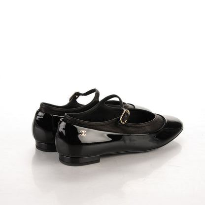 Chanel Patent Calfskin Mary Jane Ballerina Flats 38.5 Black 4 of 7