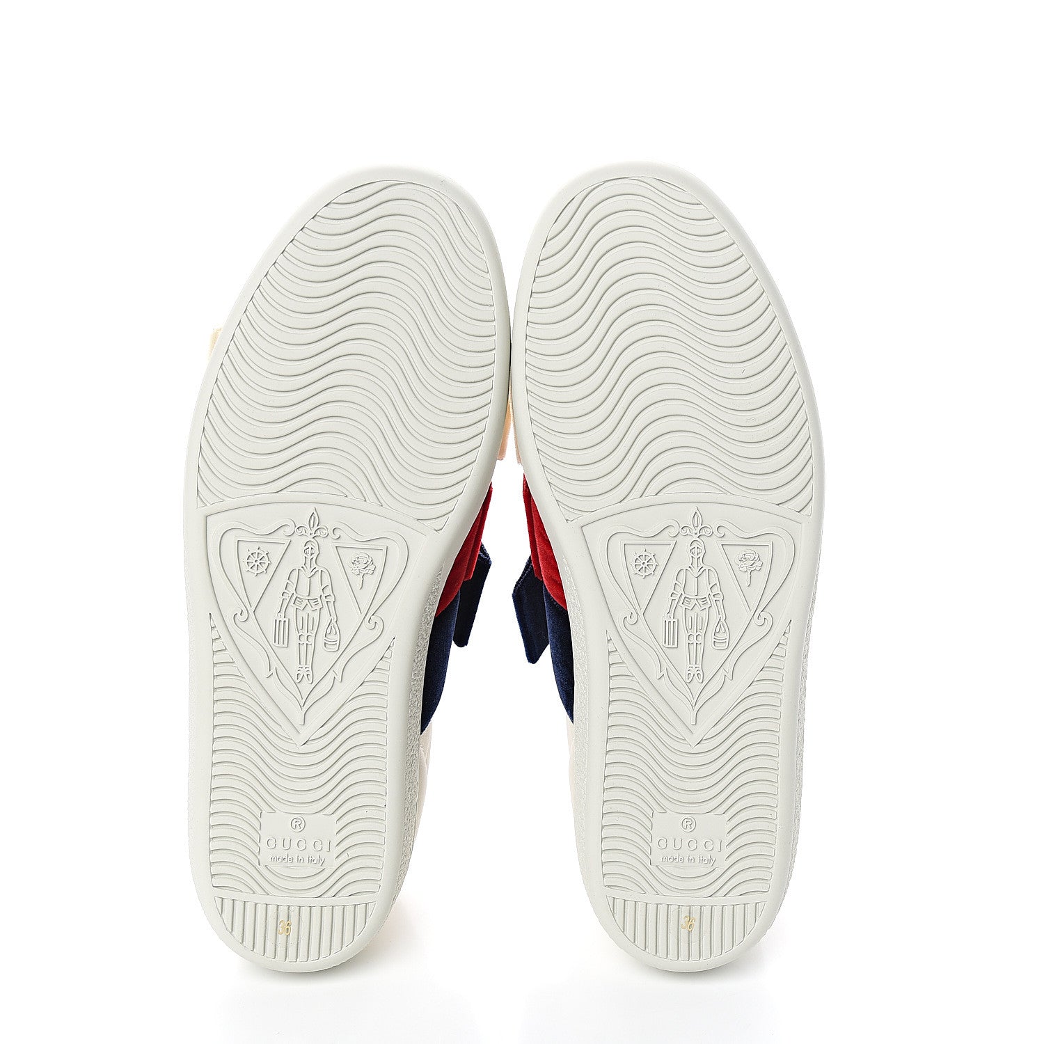 Gucci Calfskin Velvet Womens Bow Ace Sneakers 36 White 5 of 10