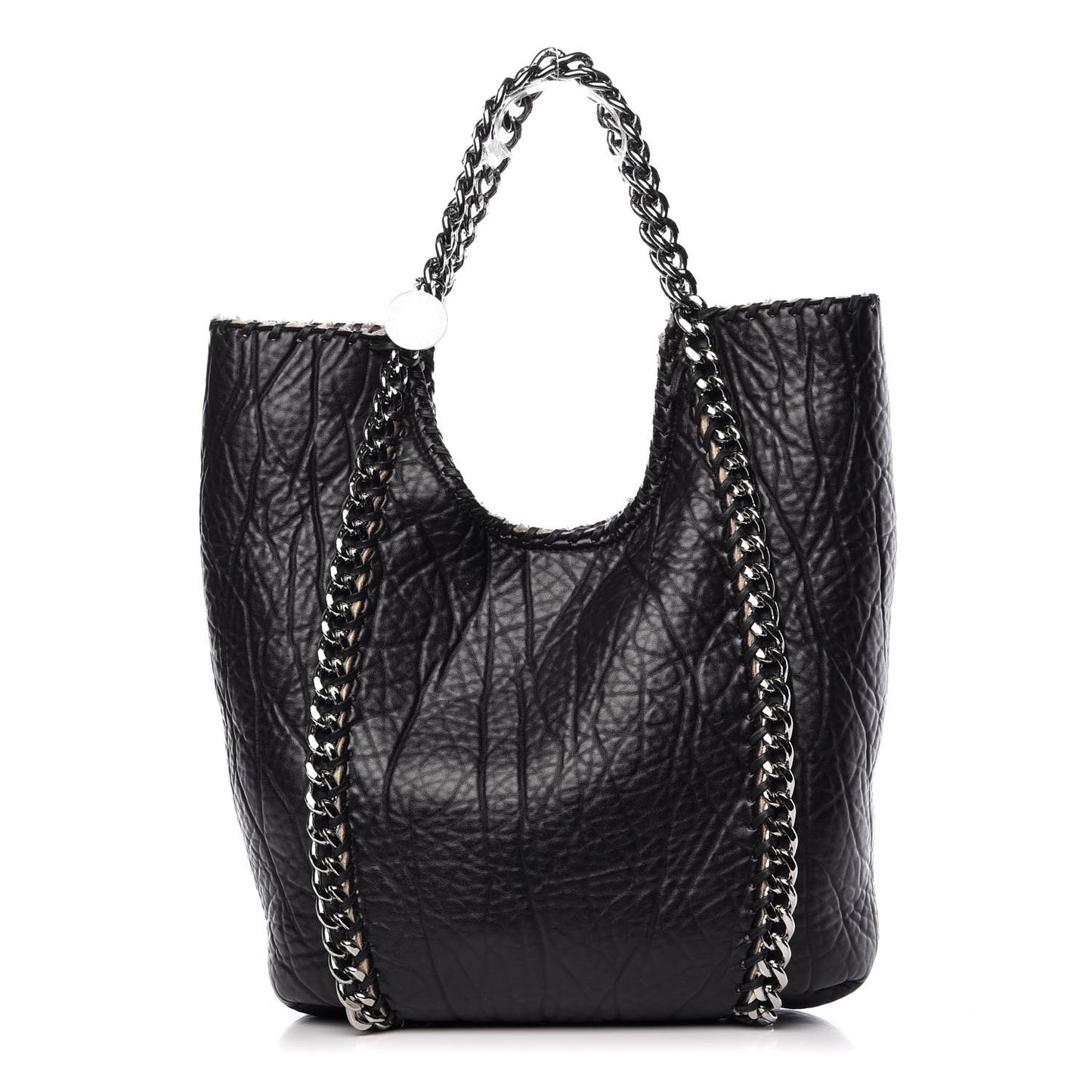Shaggy Deer Shearling Chain Falabella Tote Black