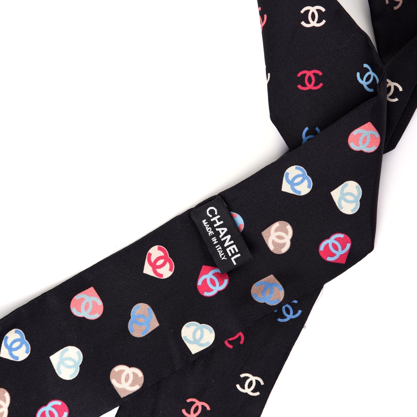 Silk Heart CC Slim Bandeau Scarf Black