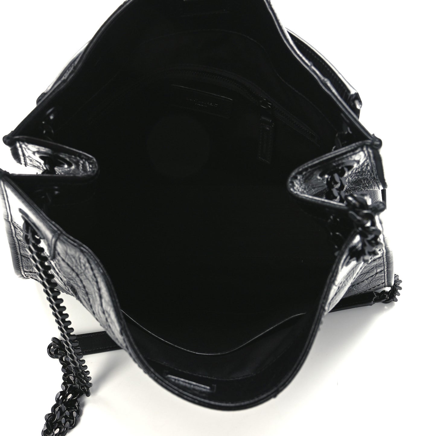 Crinkled Calfskin Matelasse Monogram Medium Niki Shopper Tote Black