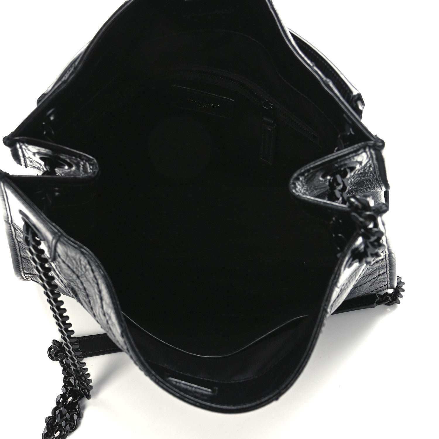Saint Laurent Crinkled Calfskin Matelasse Monogram Medium Niki Shopper Tote Black 5 of 12
