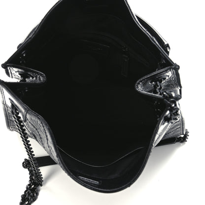 Saint Laurent Crinkled Calfskin Matelasse Monogram Medium Niki Shopper Tote Black 5 of 12