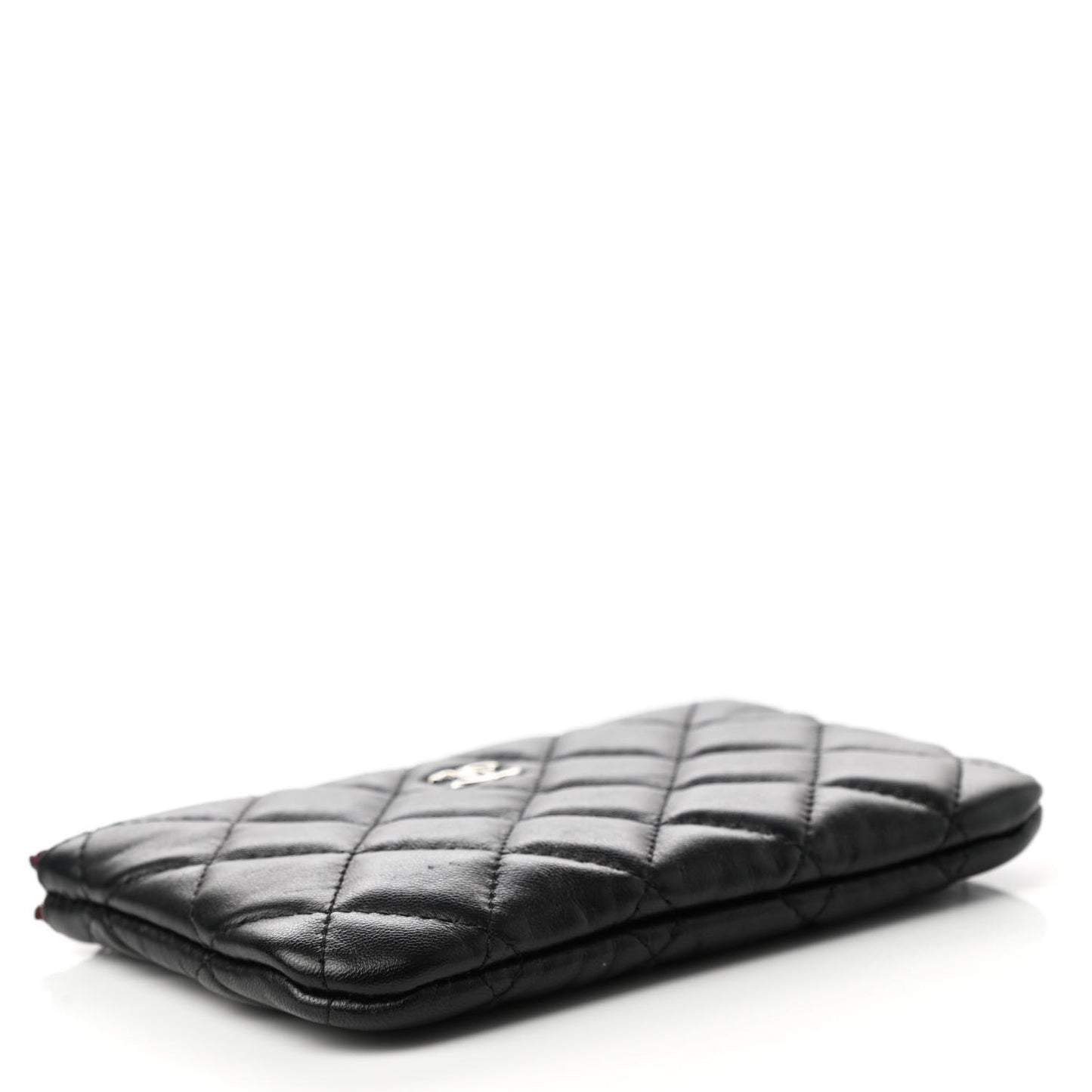 Lambskin Quilted Small Cosmetic Case Black