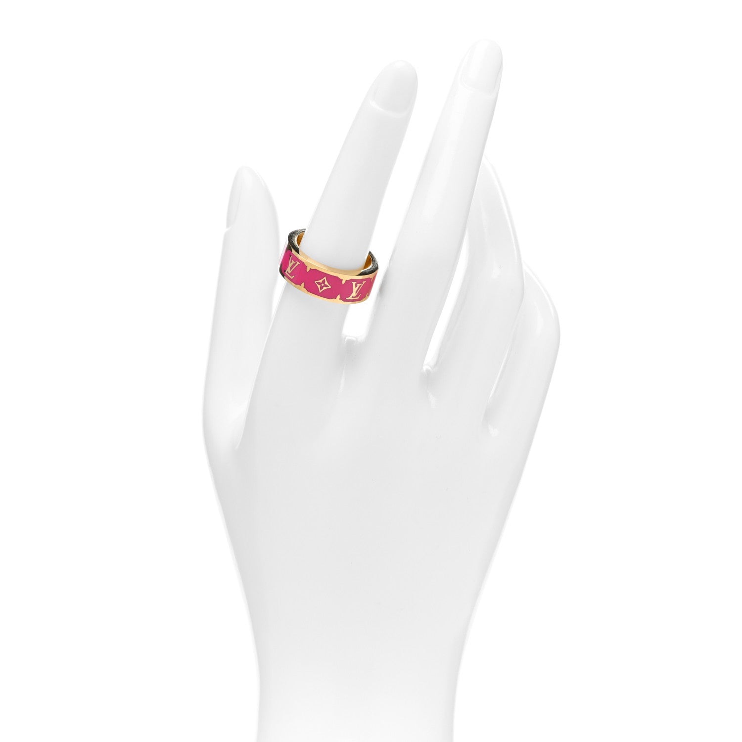 Louis Vuitton Enamel Nanogram Ring L 56 7.5 Fuschia 2 of 5