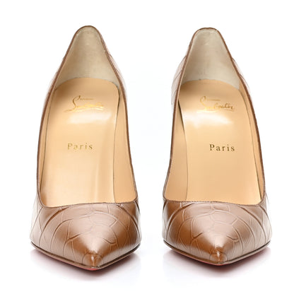 Christian Louboutin Calfskin Crocodile Embossed Kate 100 Pumps 40 Biscotto 2 of 7