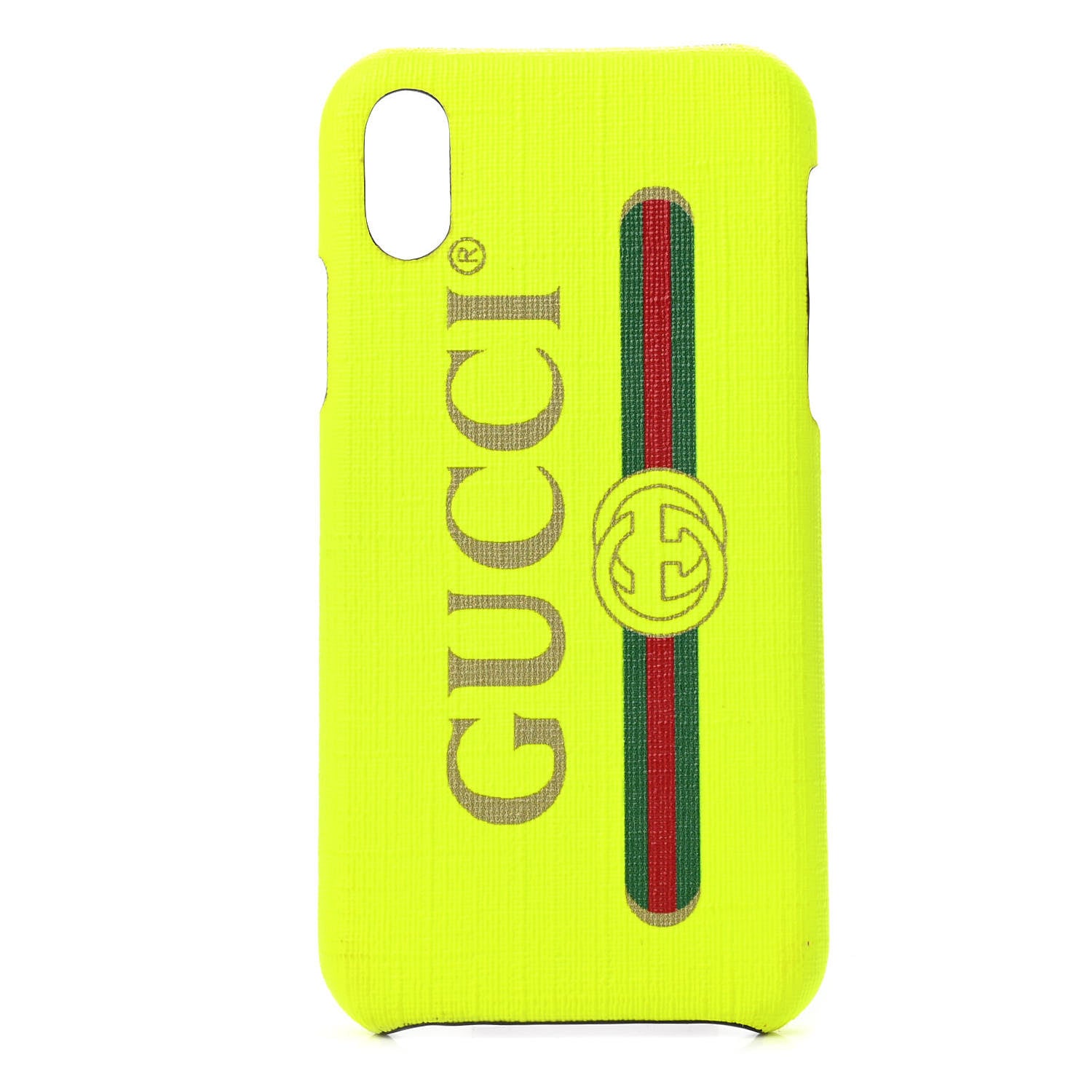 Gucci Rubber Logo iPhone Xs Case Yellow Fluo Green 1 of 4