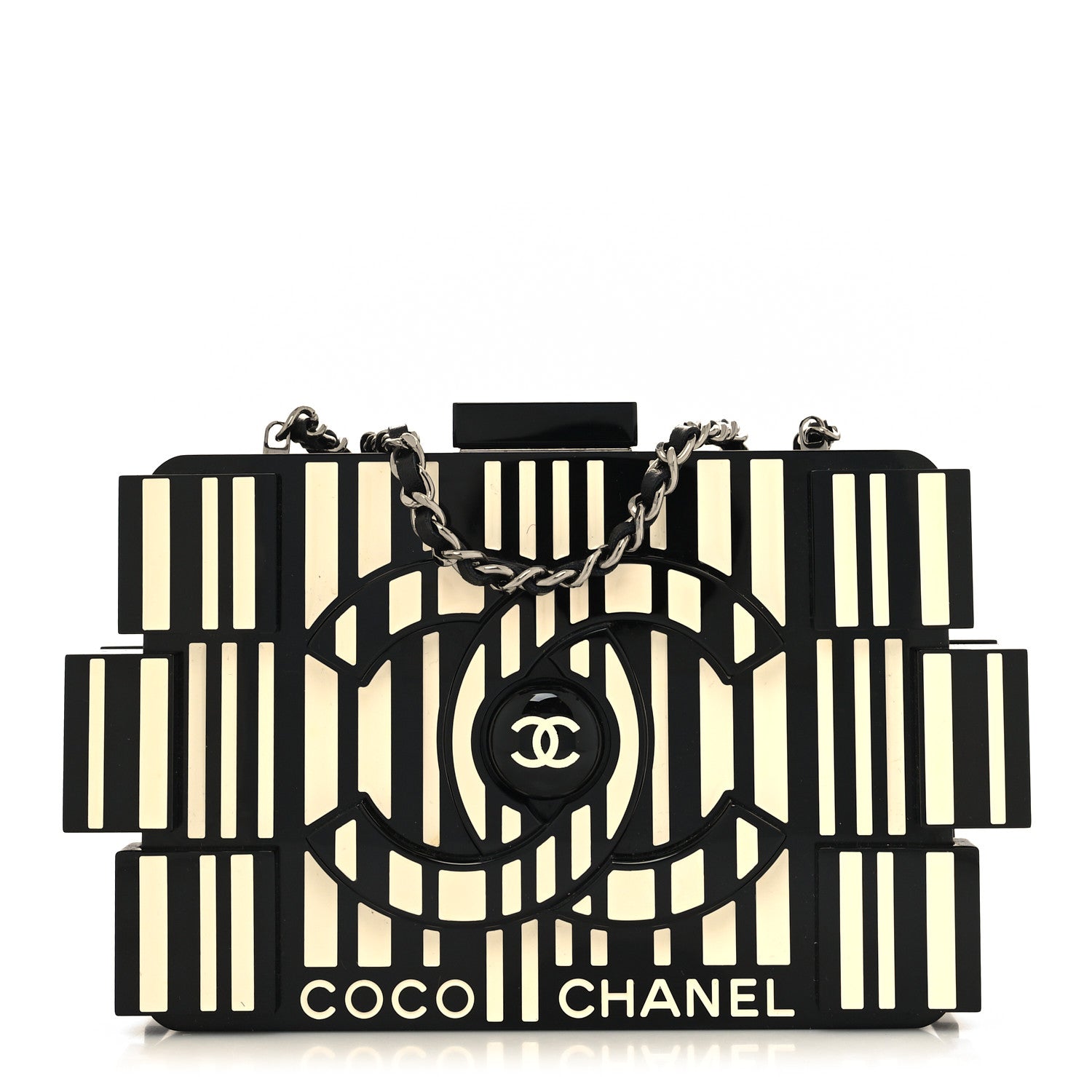 Chanel Plexiglass Barcode Boy Brick Lego Clutch Black 1 of 13