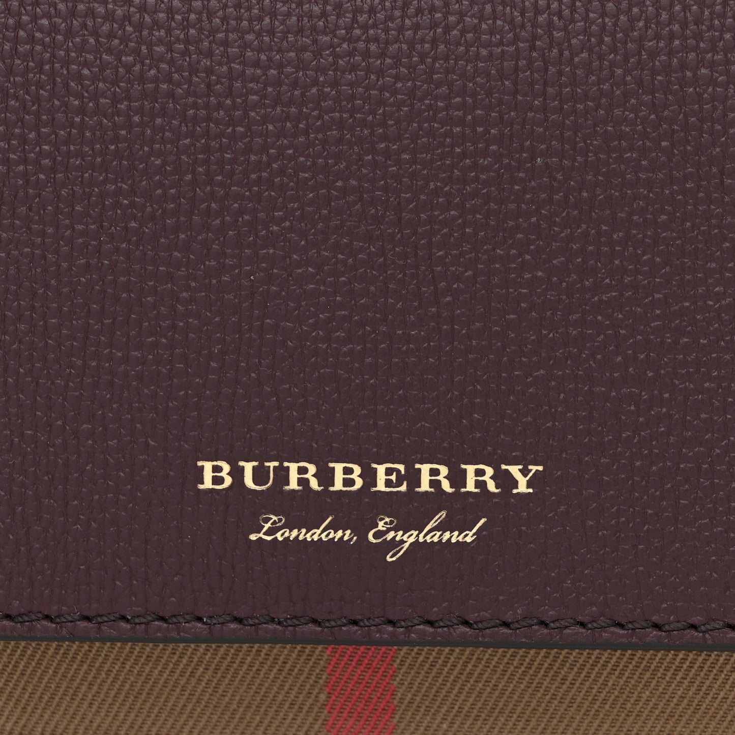 Grained Calfskin House Check Tartan Mix Hampshire Wallet On Chain Burgundy