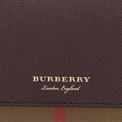 Burberry Grained Calfskin House Check Tartan Mix Hampshire Wallet On Chain Burgundy 7 of 9