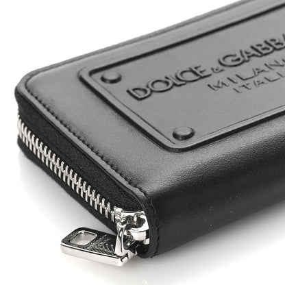 Dolce & Gabbana Calfskin Debossed Logo Small Zip Around Wallet Black 7 of 8