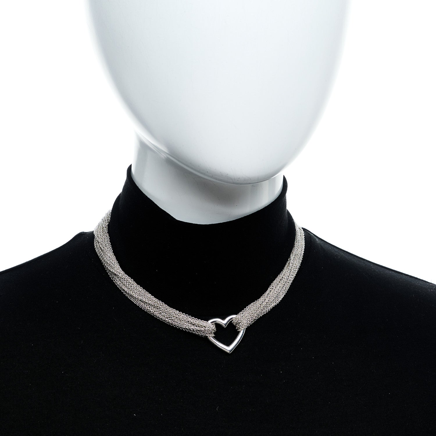 Tiffany Sterling Silver Heart Multi Chain Toggle Necklace 2 of 4