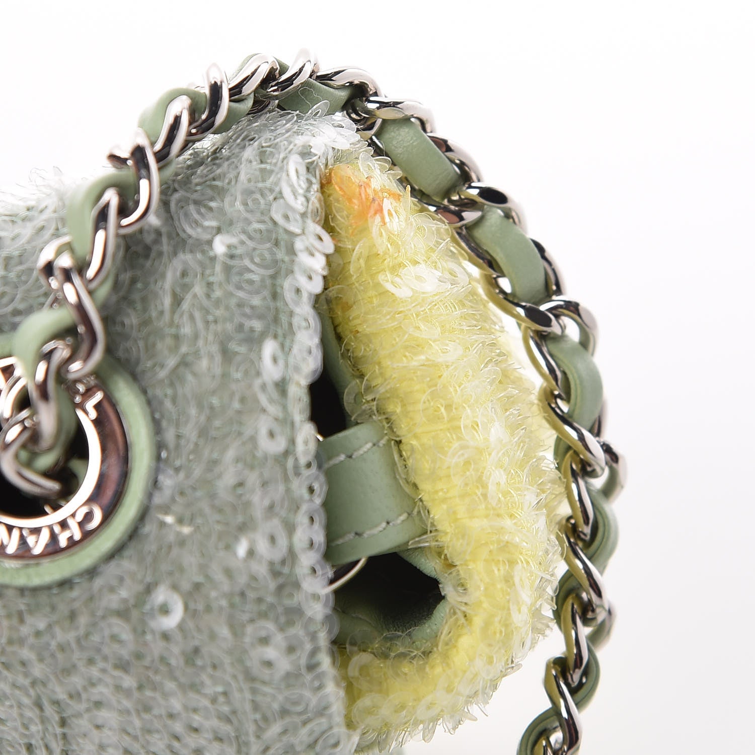 Chanel Sequin Mini Waterfall Flap Green Light Green Yellow 10 of 13