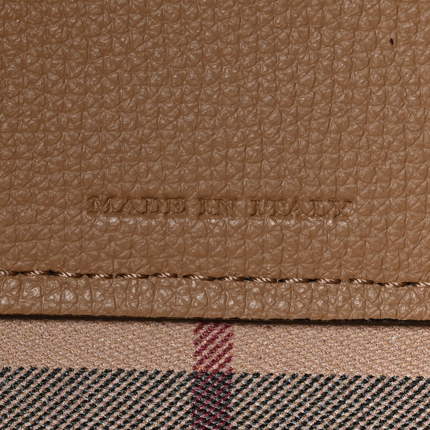 Grainy Calfskin Haymarket Check Small Reversible Tote Mid Camel