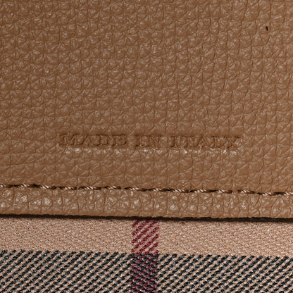 Burberry Grainy Calfskin Haymarket Check Small Reversible Tote Mid Camel 10 of 16