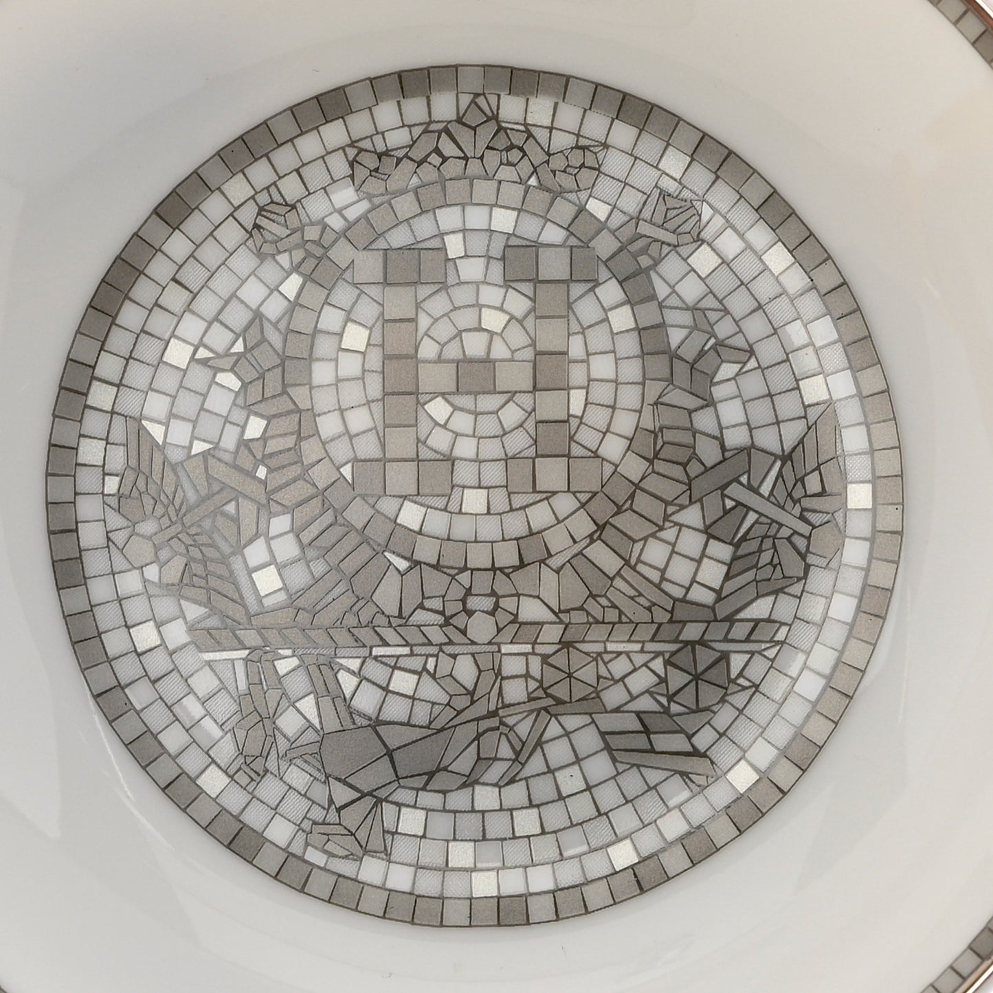 Porcelain Mosaique Au 24 Platine Soy Dish Set of 2 Platinum