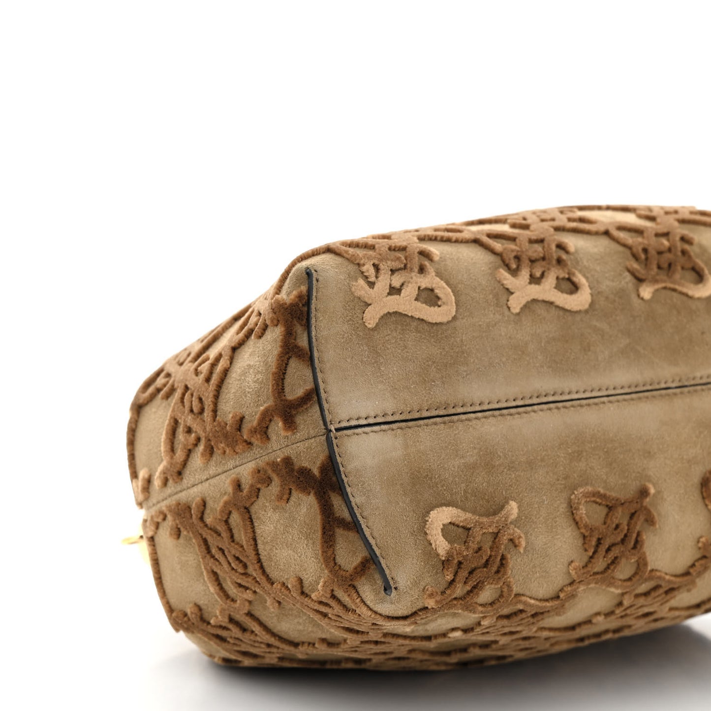 Camoscio Karligraphy Embroidered Medium Fendi First Camel