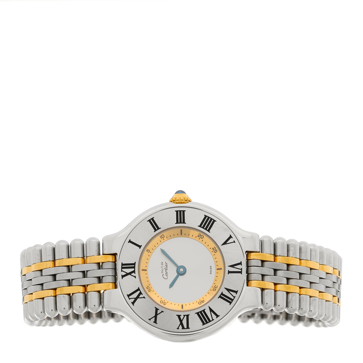 Stainless Steel 18K Yellow Gold 28mm Must De 21 Bullet Link Quartz Watch