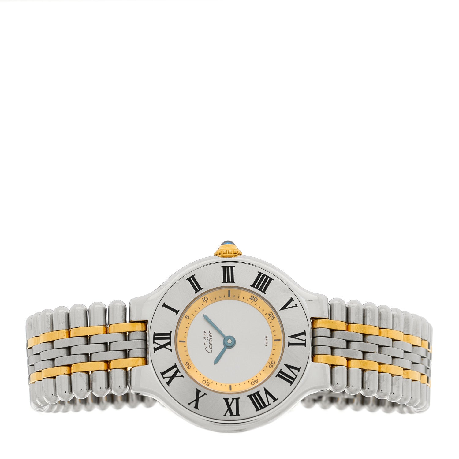 Cartier Stainless Steel 18K Yellow Gold 28mm Must De 21 Bullet Link Quartz Watch 2 of 4