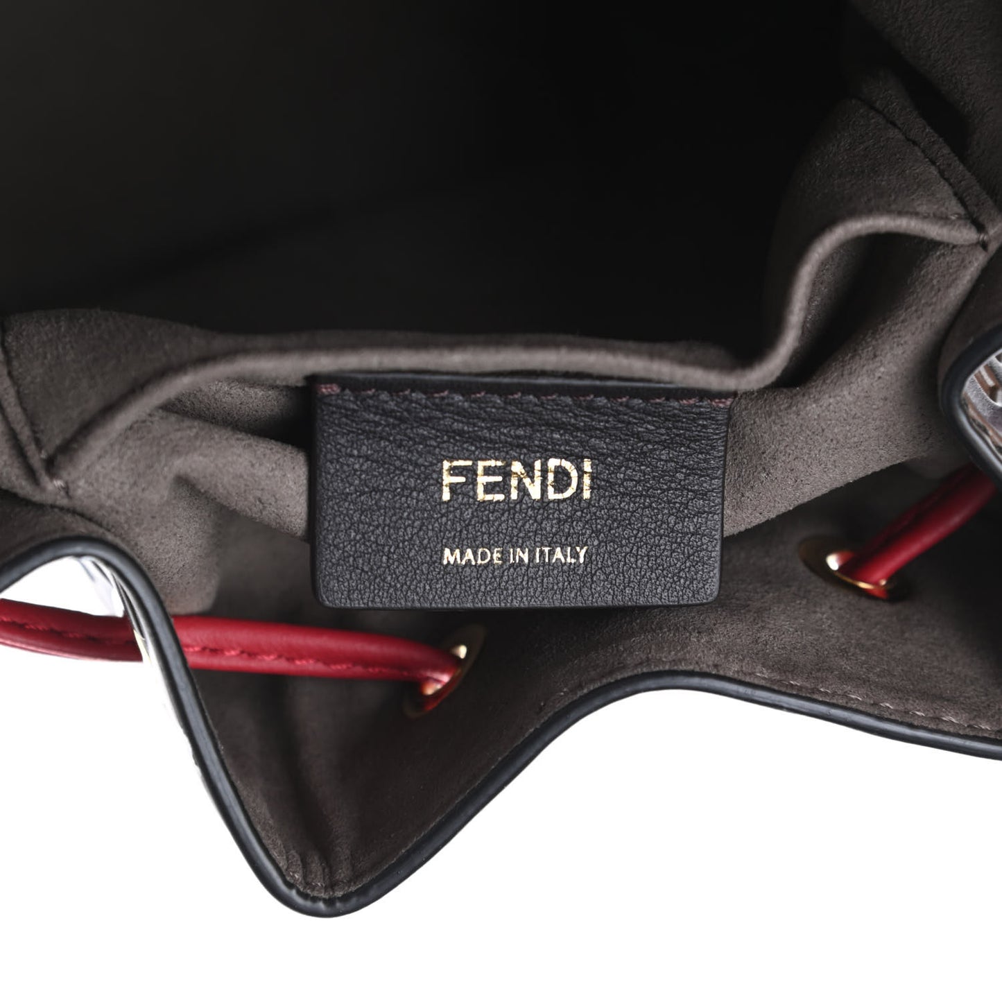 Vitello Grace F is Fendi Bi-Color FF 1974 Embossed Grande Mon Tresor Bucket Bag Maya Black Fragola