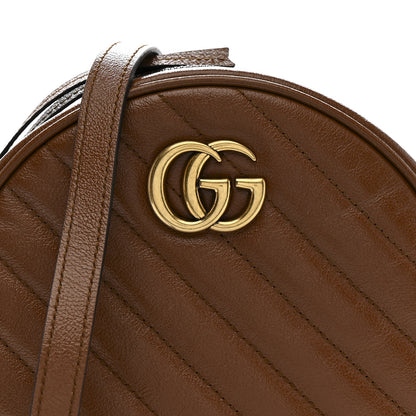Gucci Azalea Calfskin Matelasse Diagonal Mini GG Marmont Round Shoulder Bag Cuir 8 of 11