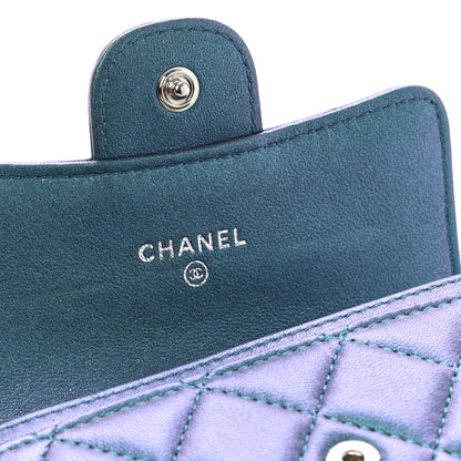 Chanel Iridescent Lambskin Quilted Flap Card Holder Turquoise 9 of 9