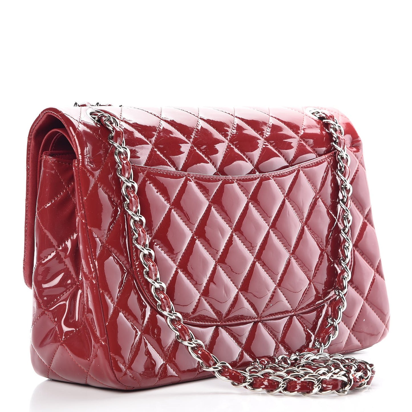 Patent Quilted Jumbo Double Flap Dark Red