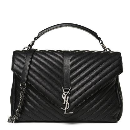Saint Laurent Sheepskin Matelasse Chevron Monogram Large College Satchel Black 1 of 11