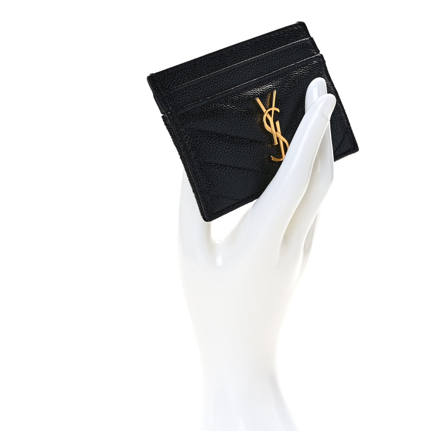 Grain De Poudre Matelasse Chevron Monogram Credit Card Case Black