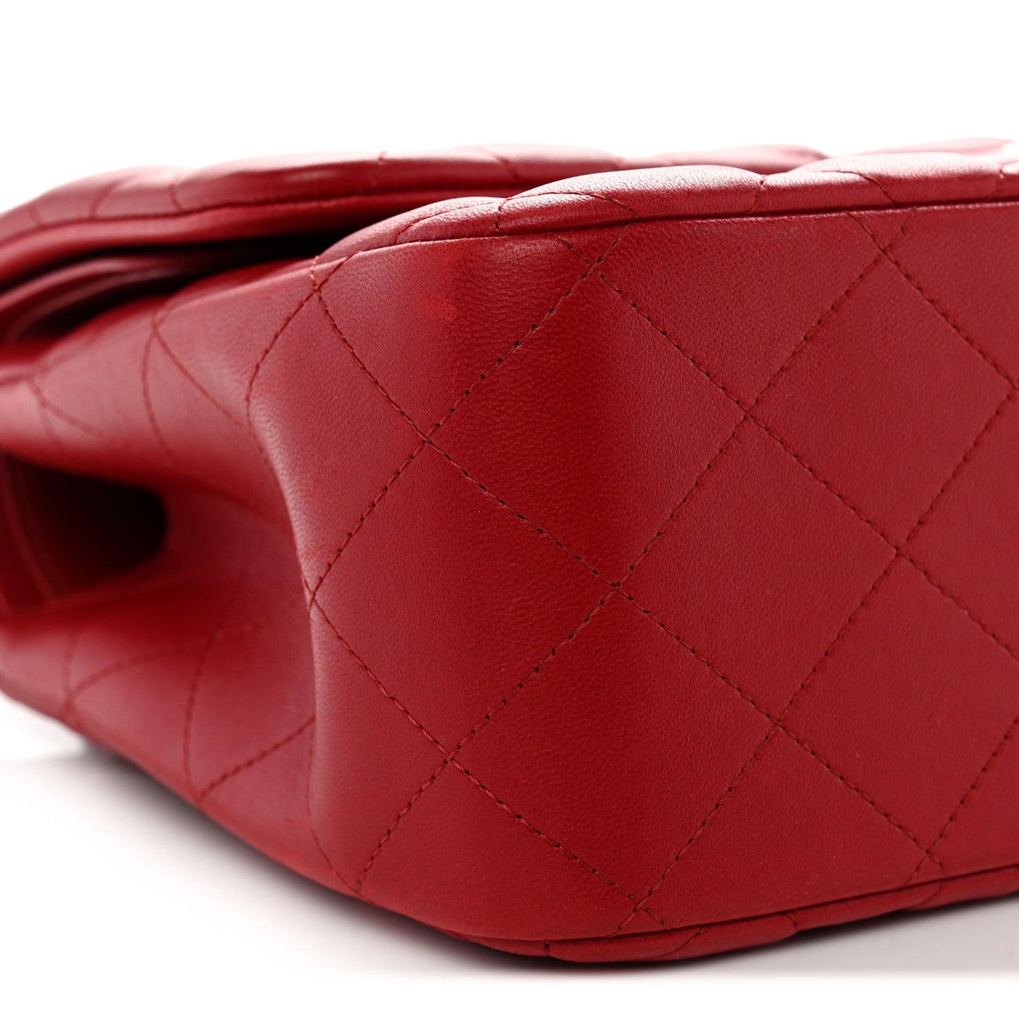 Lambskin Quilted Jumbo Double Flap Red