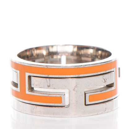 Hermes Sterling Silver Enamel Move H Ring 55 7.25 Orange 3 of 5