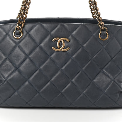 Chanel Calfskin Quilted Small CC Crown Tote Blue 8 of 10