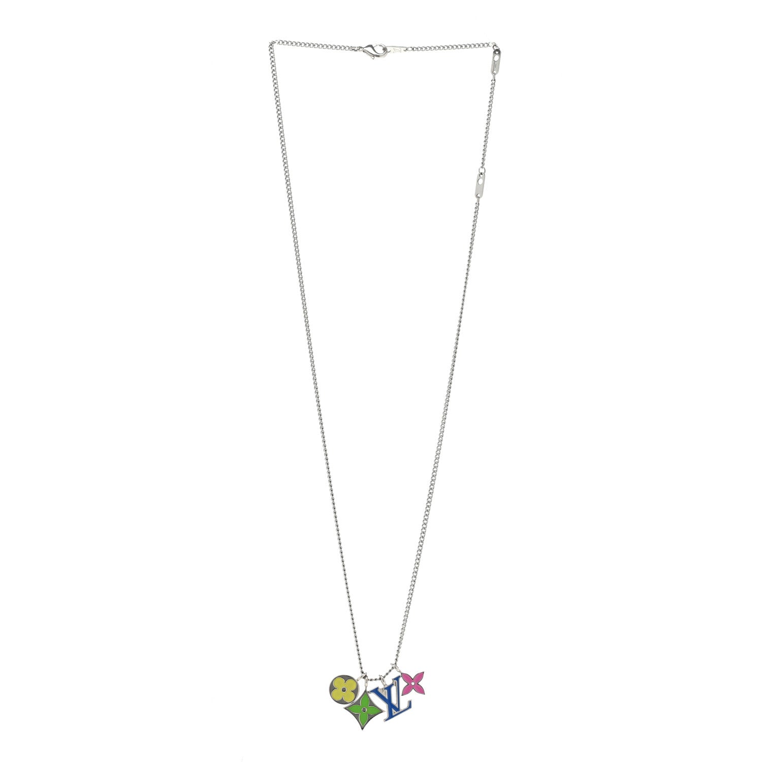 Louis Vuitton Metal LV Instinct Necklace Silver Multicolor 3 of 9