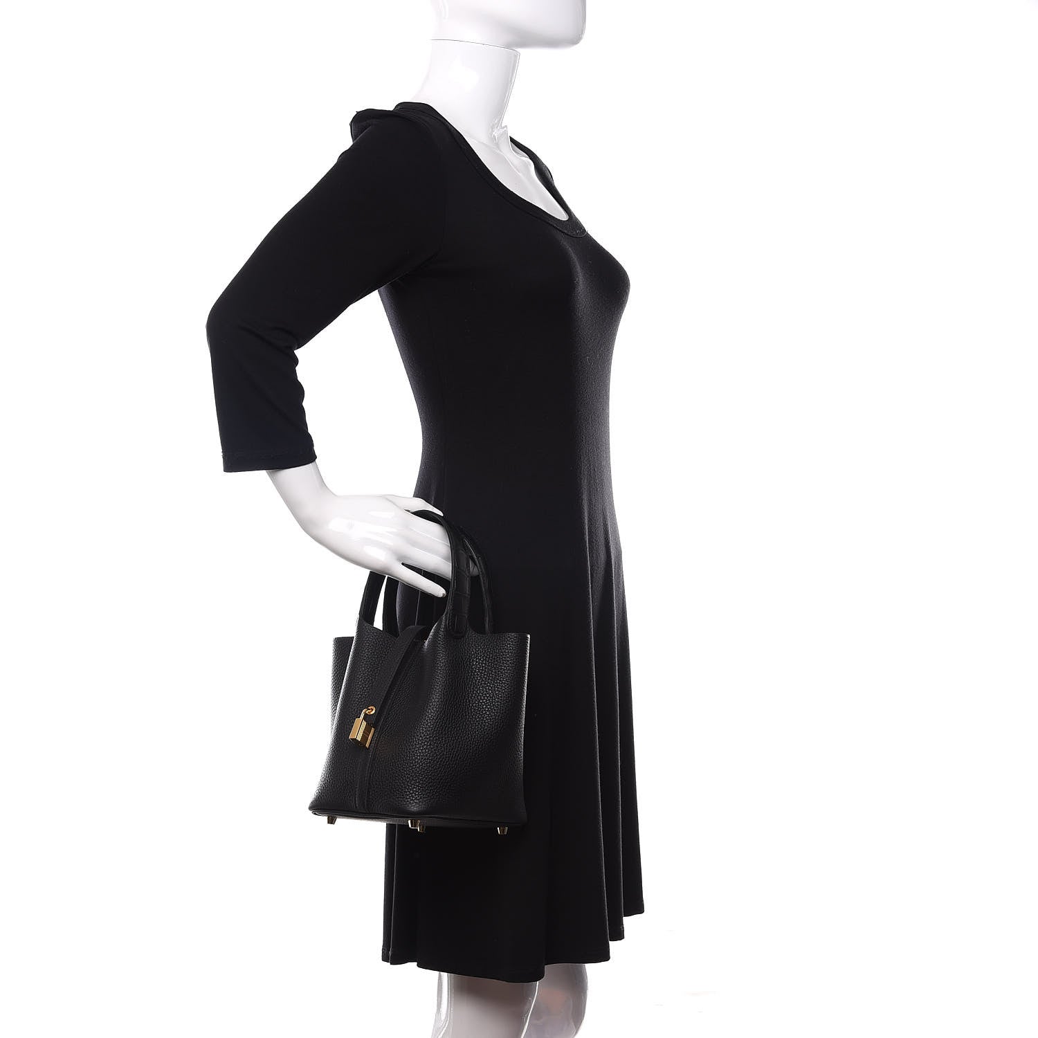 Hermes Taurillon Clemence Matte Alligator Picotin Lock Touch 18 PM Black 2 of 11
