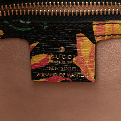 Gucci X KEN SCOTT New Shangai Calfskin Jenny Floral Print Small Jackie 1961 Hobo Black Pink 6 of 12