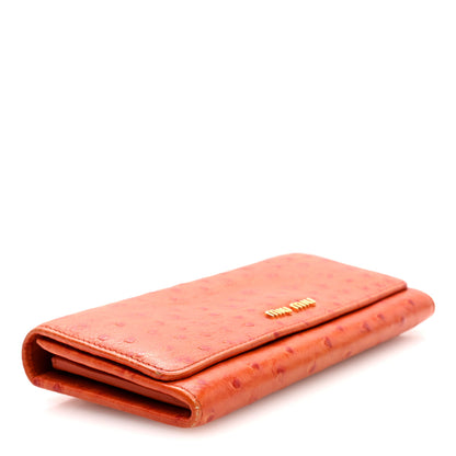 Miu Miu Ostrich Madras Flap Wallet Orange 4 of 6