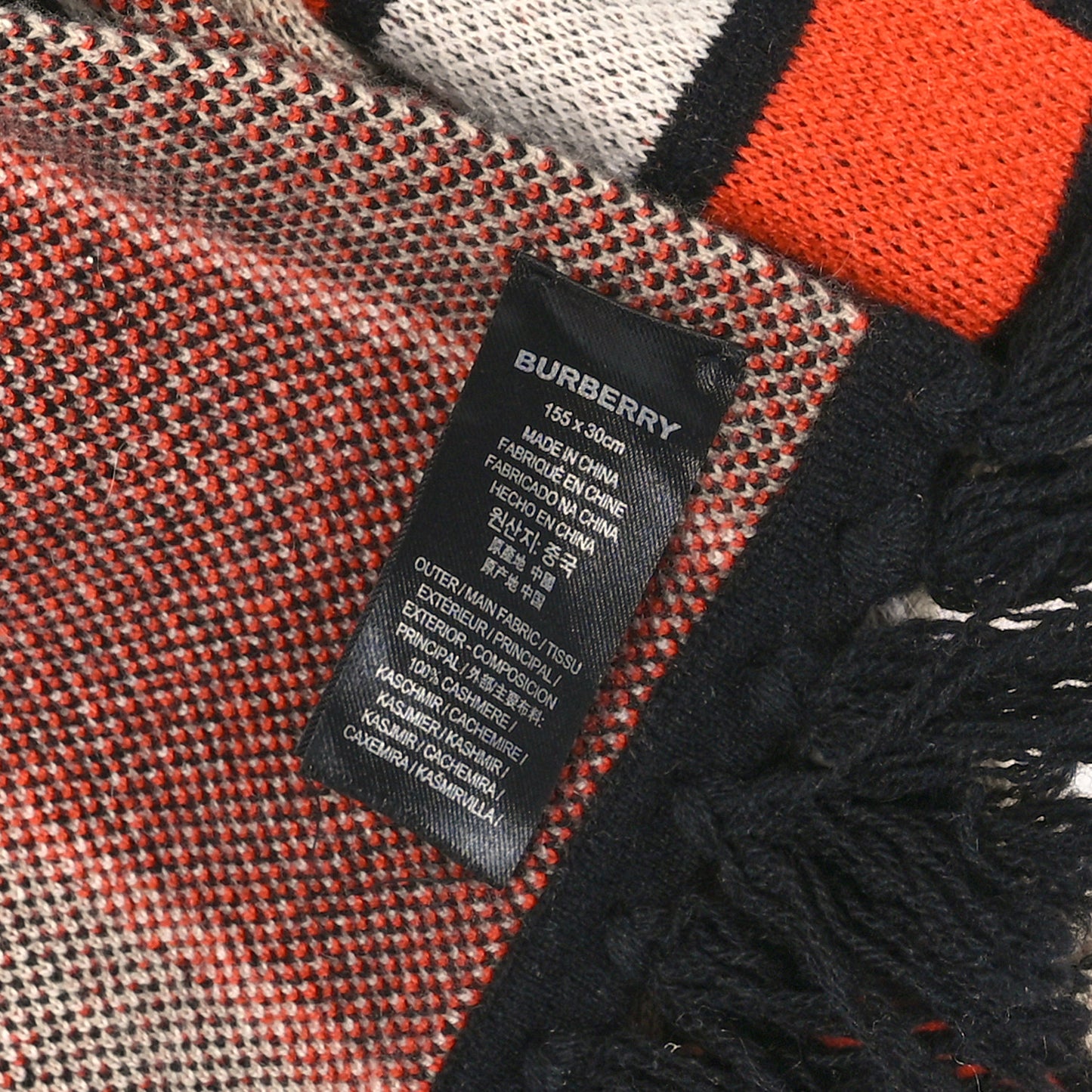 Cashmere Logo Knit Scarf Black Orange