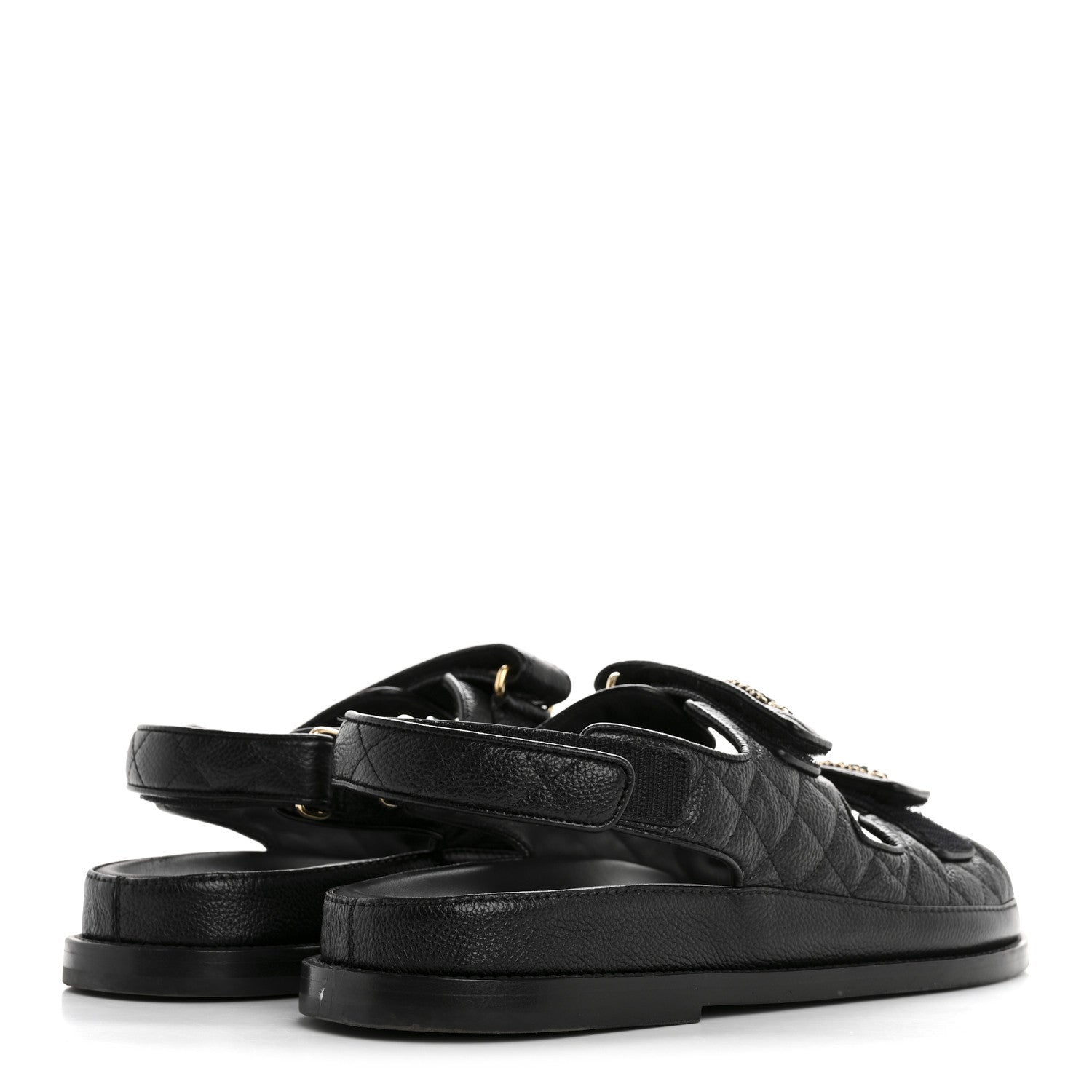 Chanel Grained Calfskin Velcro Dad Sandals 42 Black 5 of 10