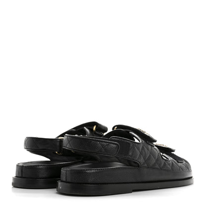 Chanel Grained Calfskin Velcro Dad Sandals 42 Black 5 of 10