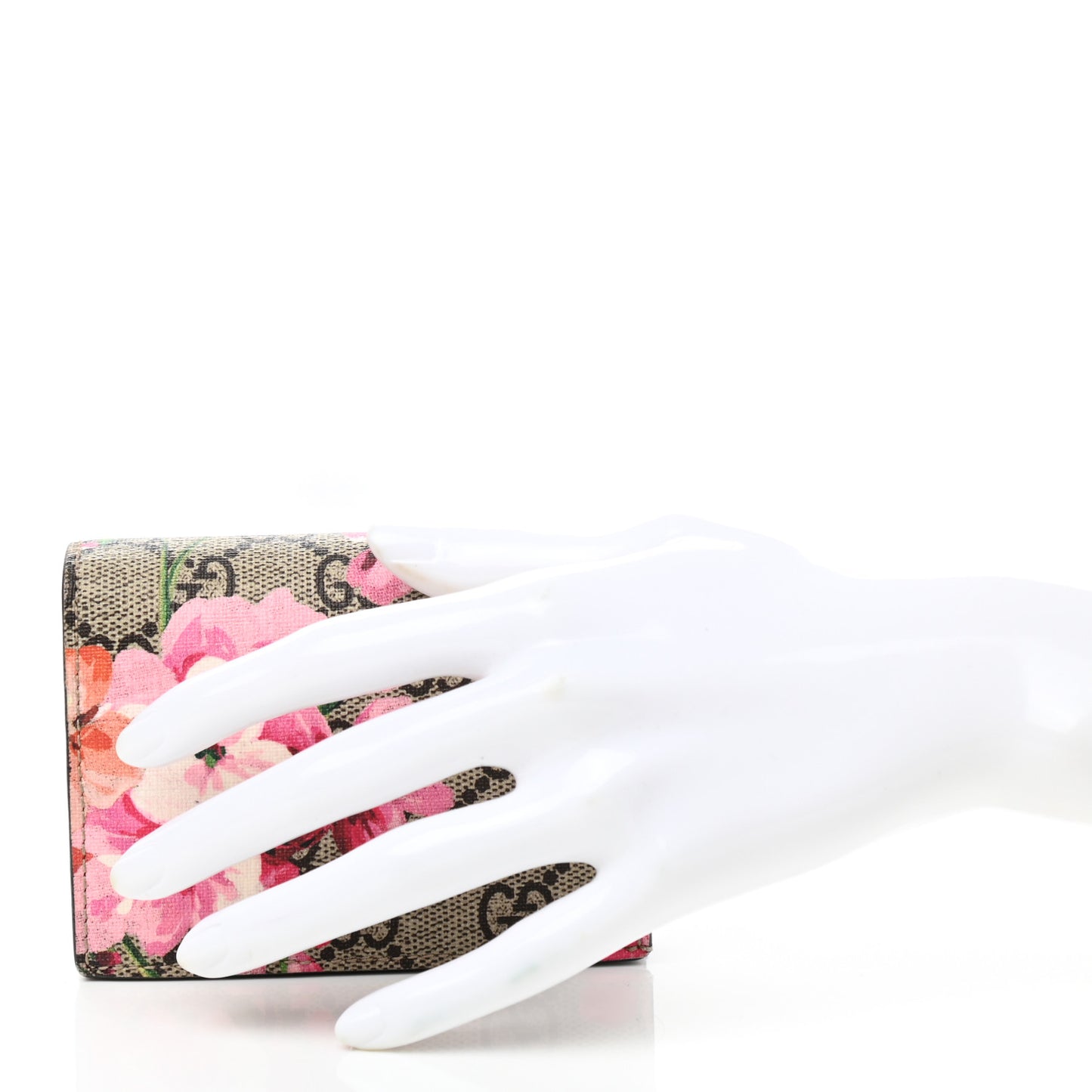 GG Supreme Monogram Blooms Card Case Beige Multicolor Dry Rose