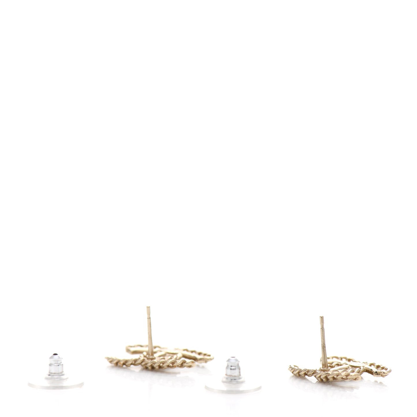 Crystal Chain CC Earrings Gold