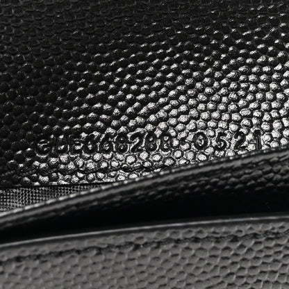 Saint Laurent Grain De Poudre Matelasse Chevron Monogram Compact Zip Around Wallet Black 8 of 9