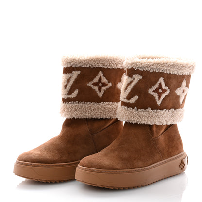 Louis Vuitton Suede Calfskin Shearling Snowdrop Flat Ankle Boot 37 Cognac 3 of 12