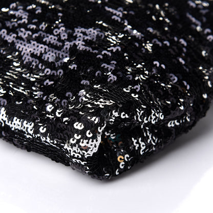 Jimmy Choo Sequin Callie Tasseled Clutch Black Silver 8 of 9