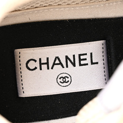 Chanel Fabric Laminated Calfskin Stretch CC Sneakers 38 41.5 White Gold Silver 7 of 12