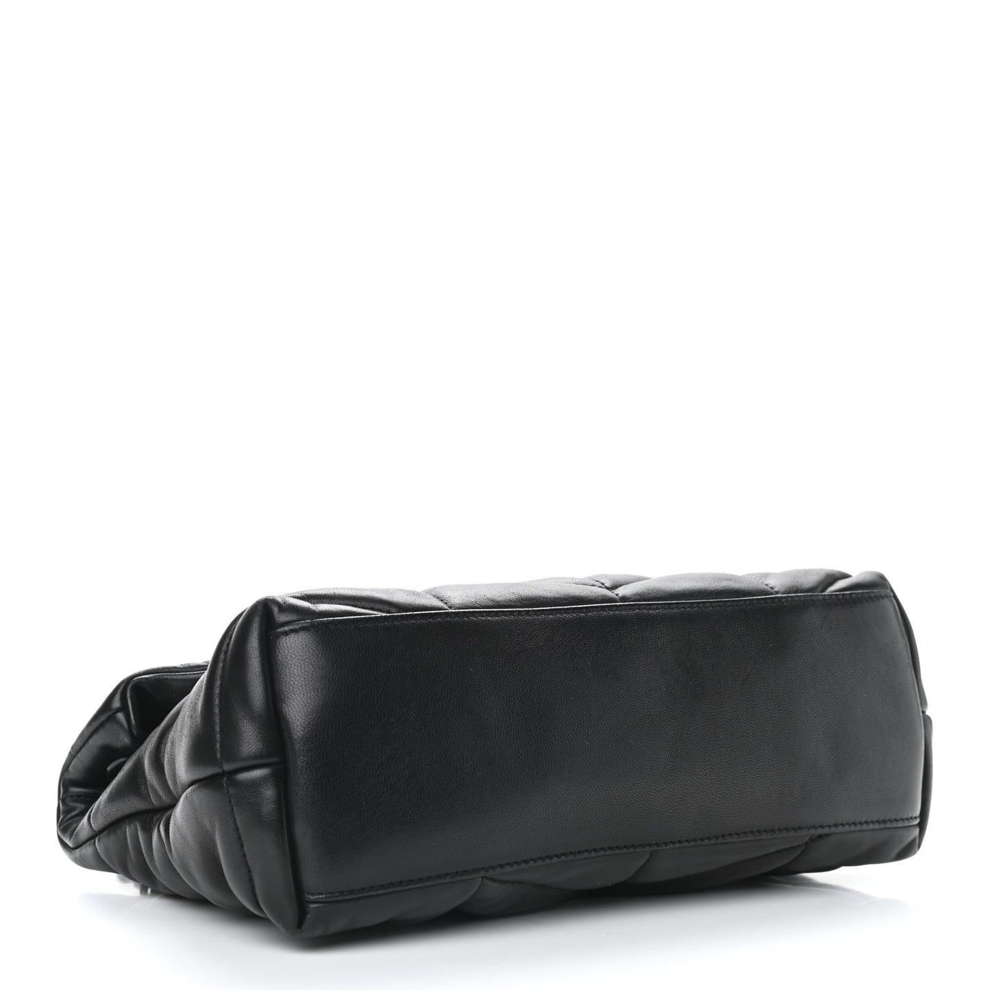 Lambskin Quilted Small Loulou Puffer Monogram Chain Satchel Black