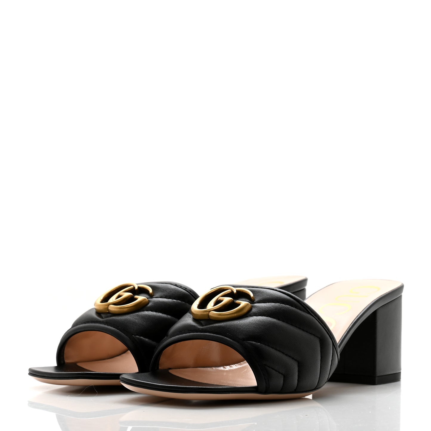 Nappa Matelasse GG Marmont 55mm Slide Sandals 38 Black