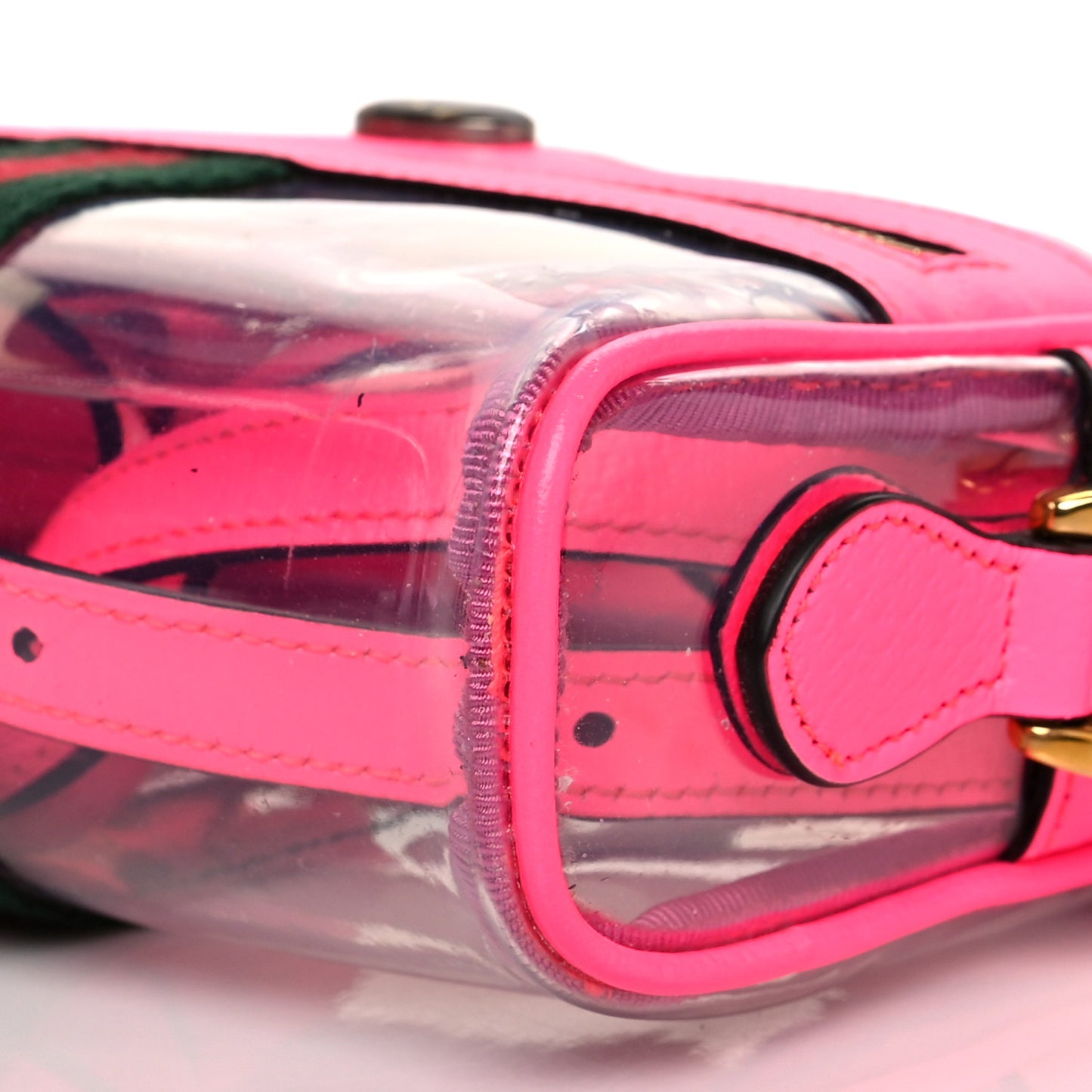Vinyl Web Mini Ophidia Transparent Shoulder Bag Fluorescent Fuchsia