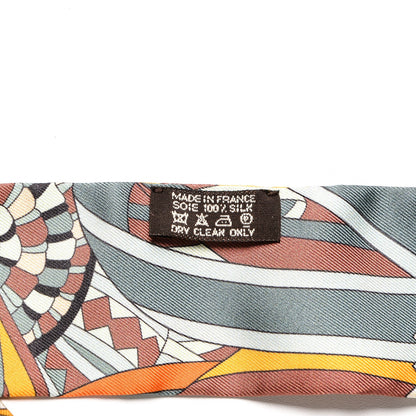 Hermes Silk Les Flots Du Cheval Twilly Argile Jaune D'Or Orange 4 of 5
